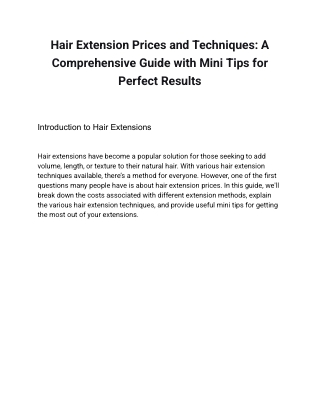 Hair Extension Prices and Techniques_ A Comprehensive Guide with Mini Tips for Perfect Results