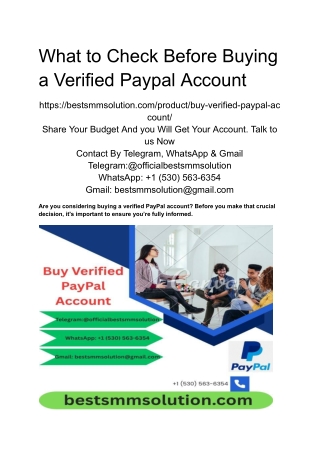 What to Check Before Buying a Verified Paypal Account