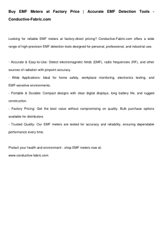 Buy EMF Meters at Factory Price _Conductive-Fabric.com
