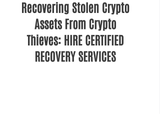 Recovering Stolen Crypto Assets From Crypto Thieves: HIRE CERTIFIED RECOVERY SERVICES
