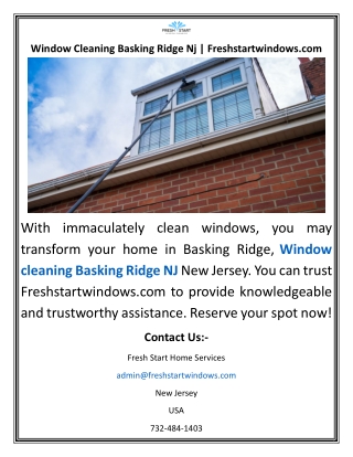 Window Cleaning Basking Ridge Nj  Freshstartwindows