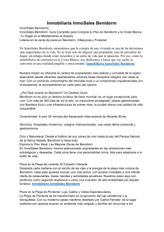 Inmobiliaria InmoSales Benidorm