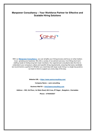 Manpower Consultancy – Your Workforce Partner for Effective and Scalable Hiring Solutions