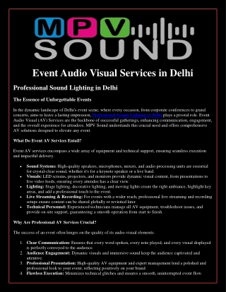 Event Audio Visual Services in Delhi