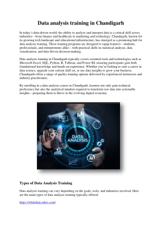 Data analysis training in Chandigarh