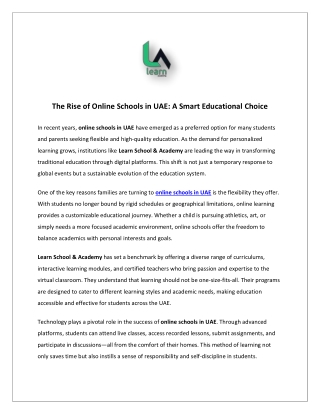 The Rise of Online Schools in UAE: A Smart Educational Choice