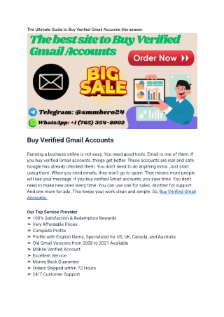 The Ultimate Guide to Buy Verified Gmail Accounts this season