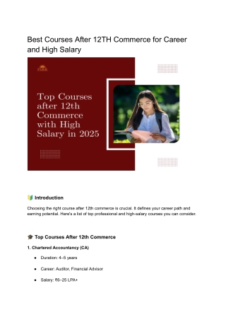 After 12TH Commerce for Career