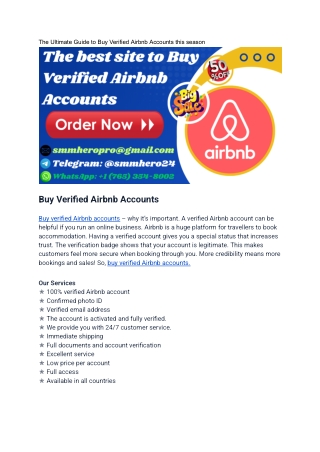 The Ultimate Guide to Buy Verified Airbnb Accounts this season