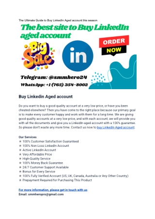 The Ultimate Guide to Buy LinkedIn Aged account this season