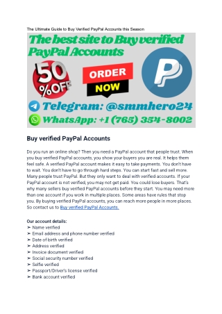 The Ultimate Guide to Buy Verified PayPal Accounts this Season