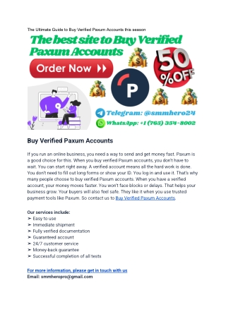 The Ultimate Guide to Buy Verified Paxum Accounts this season