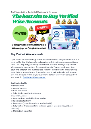 The Ultimate Guide to Buy Verified Wise Accounts this season