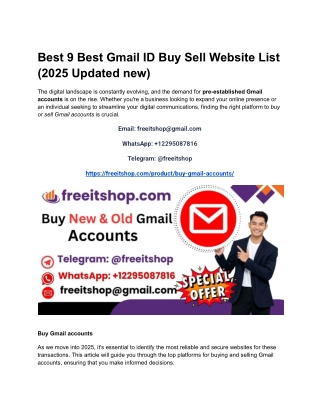 Best 9 Best Gmail ID Buy Sell Website List (2025 Updated new)