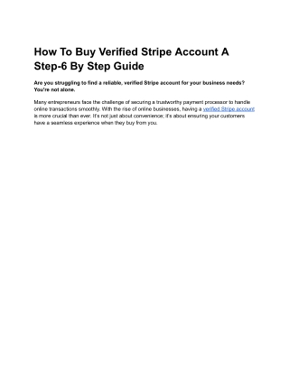 How To Buy Verified Stripe Account A Step-6 By Step Guide