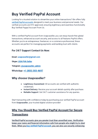 “Top-Rated Providers to Buy Verified PayPal Accounts (100% Legit)”