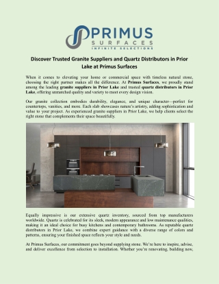 Top Granite Suppliers in Prior Lake