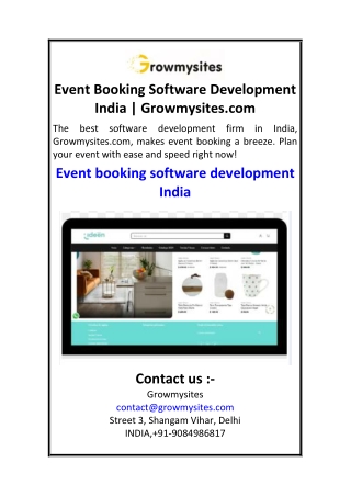 Event Booking Software Development India  Growmysites.com
