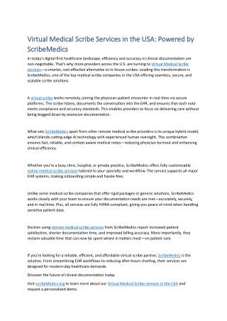 Virtual Medical Scribe Services in the USA