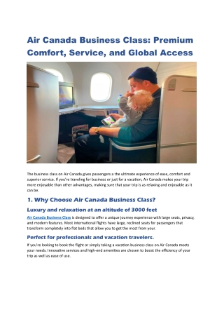 Air Canada Business Class: Premium Comfort, Service, and Global Access