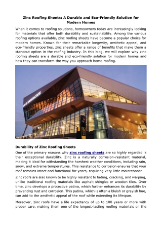 Zinc Roofing Sheets _ A Durable and Eco-Friendly Solution for Modern Homes(1)(1)