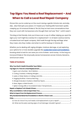 Top Signs You Need a Roof Replacement – And When to Call a Local Roof Repair Company