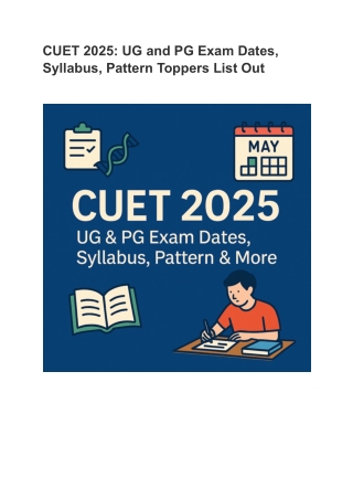 CUET 2025 UG and PG Exam Dates