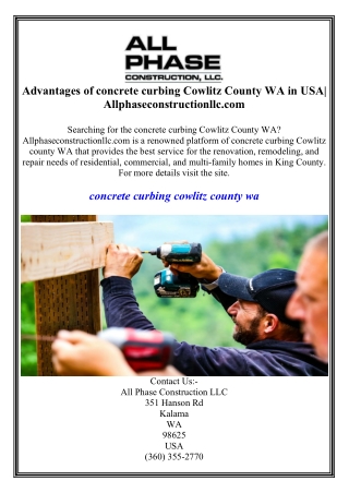 Advantages of concrete curbing Cowlitz County WA in USA Allphaseconstructionllc.com
