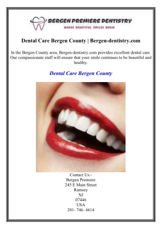 Dental Care Bergen County  Bergen-dentistry.com