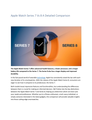 Apple Watch Series 7 Vs 8 A Detailed Comparison