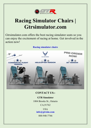 Racing Simulator Chairs  Gtrsimulator.com