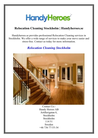 Relocation Cleaning Stockholm  Handyheroes.se