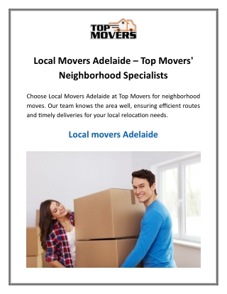 Local Movers Adelaide