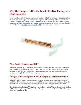Why the Copper IUD Is the Most Effective Emergency Contraceptive