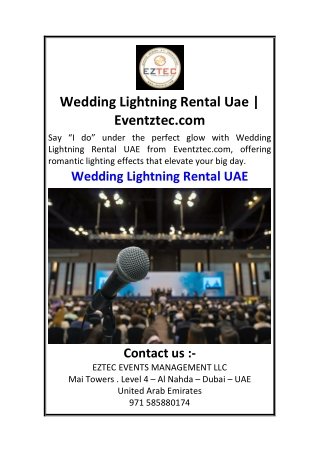 Wedding Lightning Rental Uae  Eventztec.com