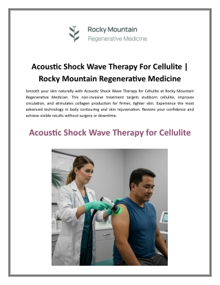 Acoustic Shock Wave Therapy For Cellulite