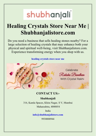 Healing Crystals Store Near Me  Shubhanjalistore.com