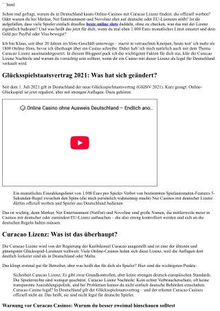 Sind Casinos mit Curacao Lizenz in Deutschland verboten? Mal ehrlich, was steckt