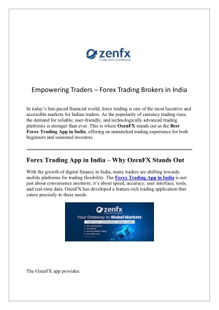 Empowering Traders – Forex Trading Brokers in India
