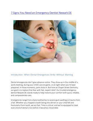 7 Signs You Need an Emergency Dentist Newark DE