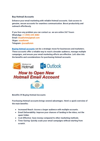 8 best website to Buy Hotmail Accounts (Bulk & Aged)