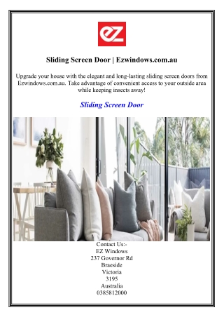 Sliding Screen Door  Ezwindows.com.au