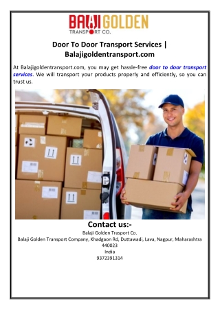 Door To Door Transport Services | Balajigoldentransport.com