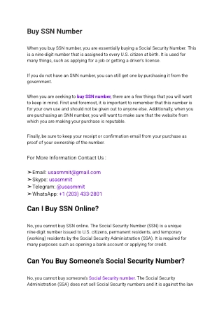 8. Buy SSN Number