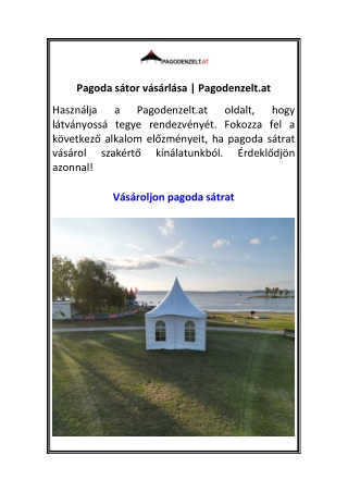 Pagoda sátor vásárlása Pagodenzelt.at