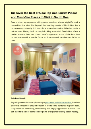 Discover the Best of Goa Top Goa Tourist Places and Must-See Places to Visit in South Goa