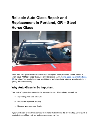 Reliable Auto Glass Repair and Replacement in Portland, OR – Steel Horse Glass
