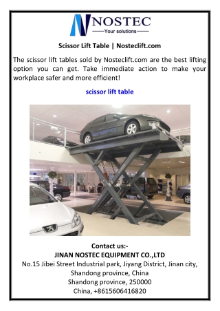 Scissor Lift Table  Nosteclift.com