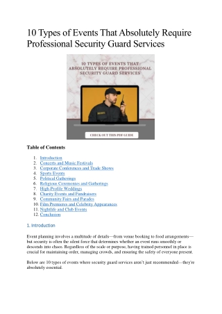 10 Types of Events That Absolutely Require Professional Security Guard Services