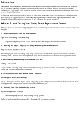 What to Expect During Your Sump Pump Replacement Process